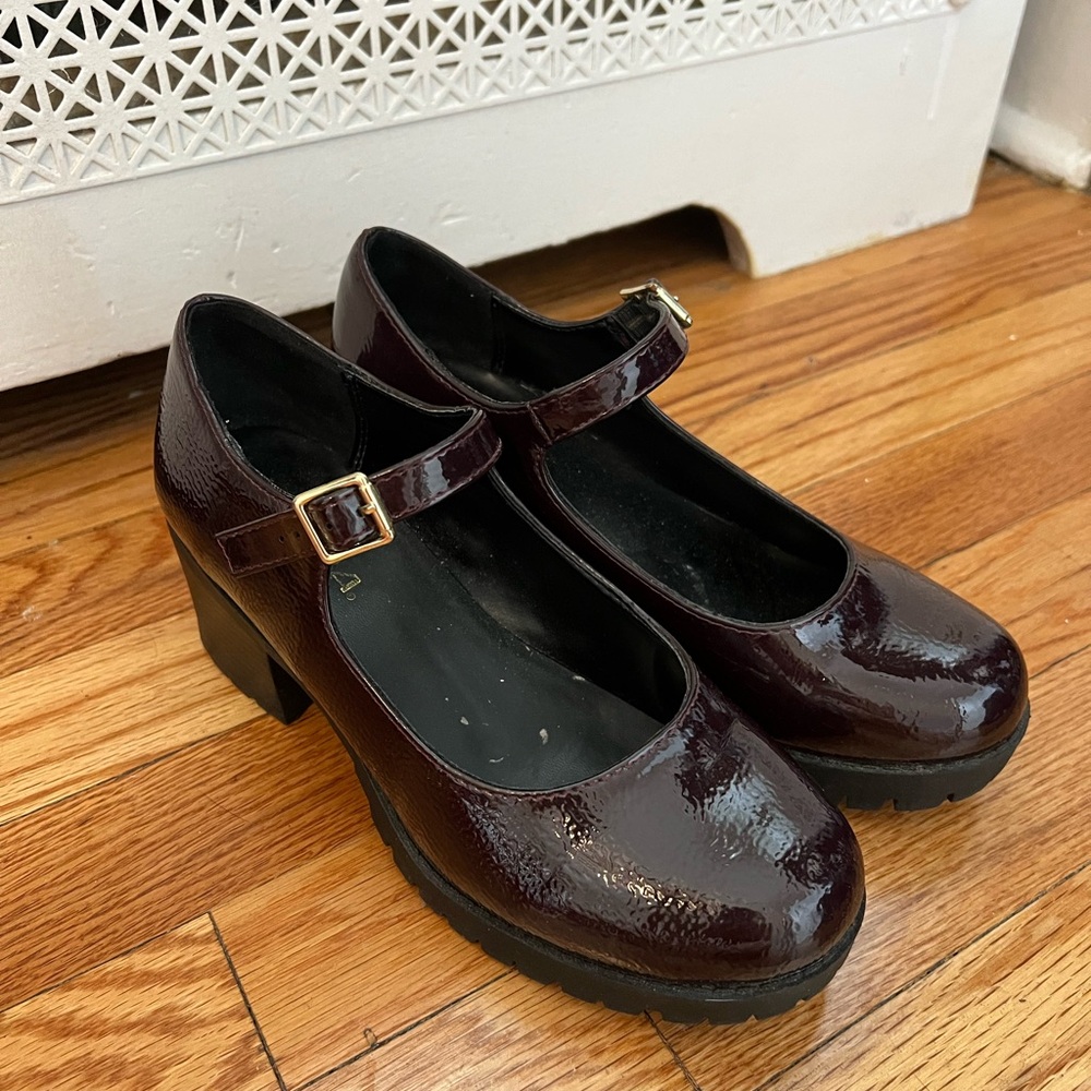 Soda Dark Red Burgundy Mary Jane Heels